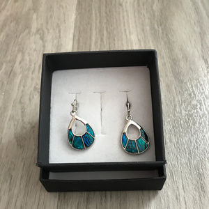 Silver and Blue Abalone Earrings